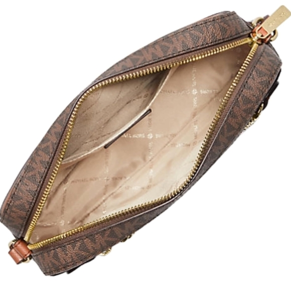 Michael Kors Brown and Tan Crossbody Bag with Gold Chain - Picture 4 of 7